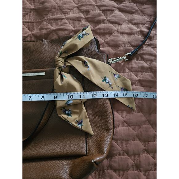 Steve Madden Brown Shoulder Bag with Scarf Accent Purse Handbag - Picture 4 of 10